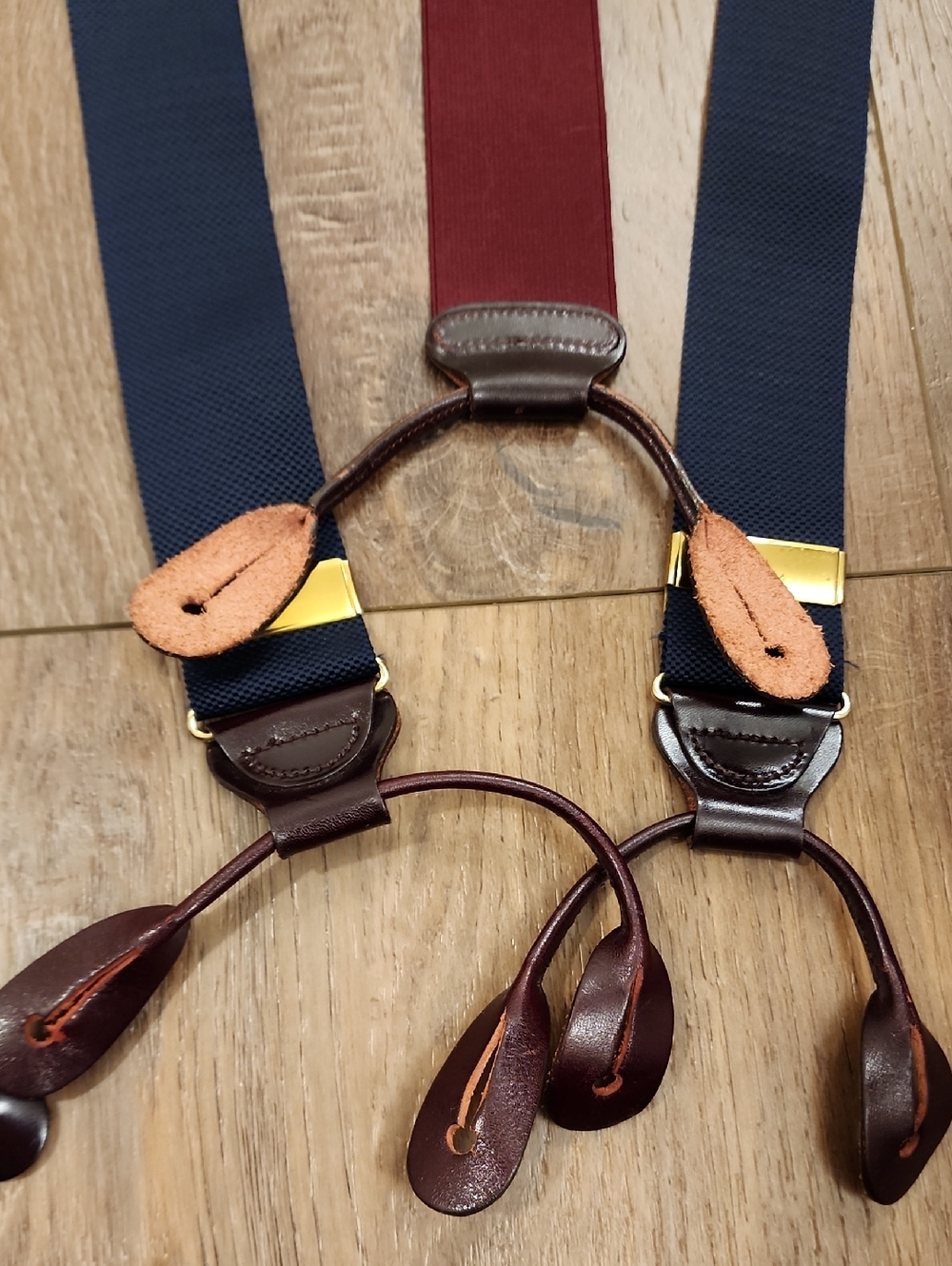 Trafalgar Lot of 2 Braces Suspenders Paisley Ribbon Leather Trim Woven Classic - Picture 8 of 8